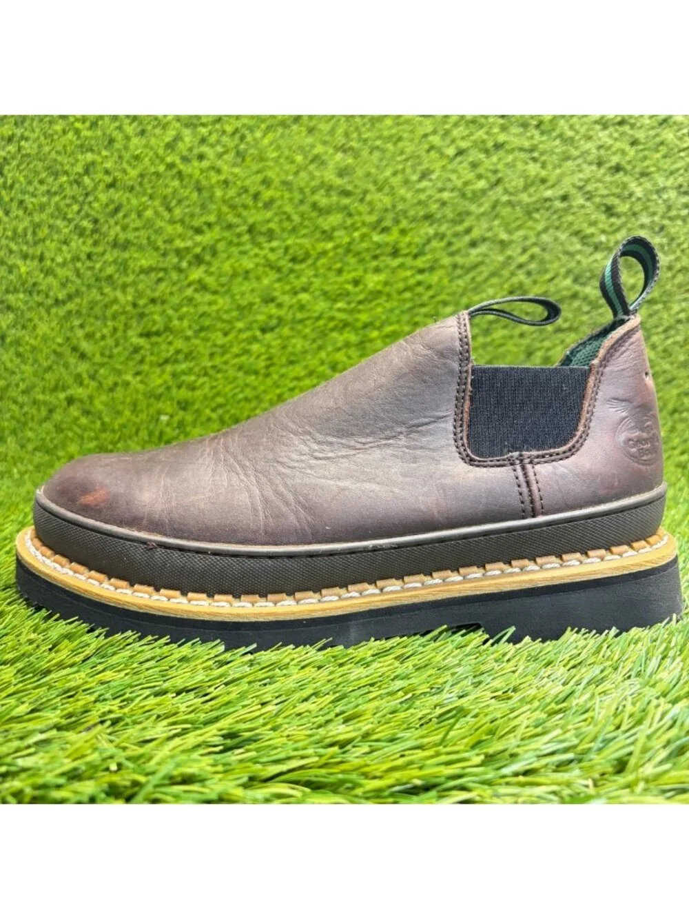 Georgia Giant Romeo Mens Size 7.5 Brown Leather Steel Toe Safety Work Shoes